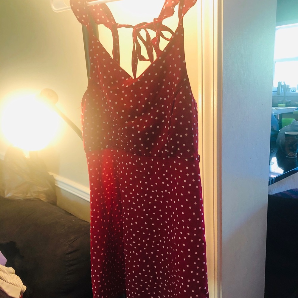 Red & white polka dot dress